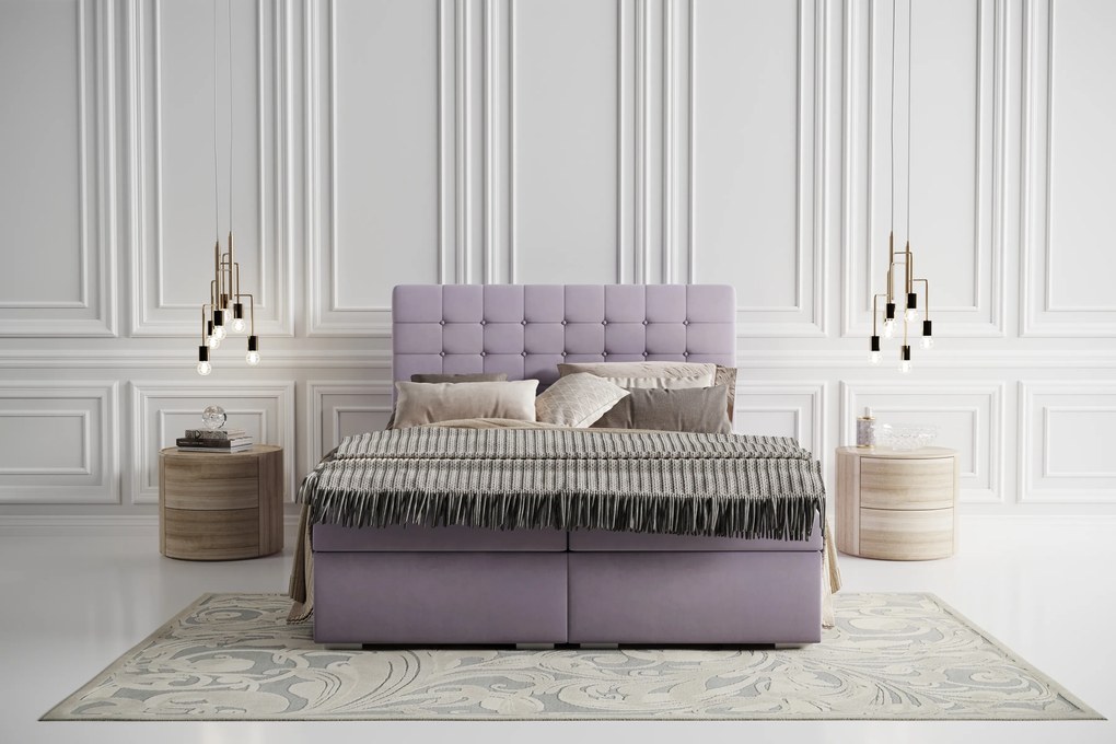 Franciaágy Boxspring 180 cm Clady (világos lila) (tárolóhellyel). 1020253