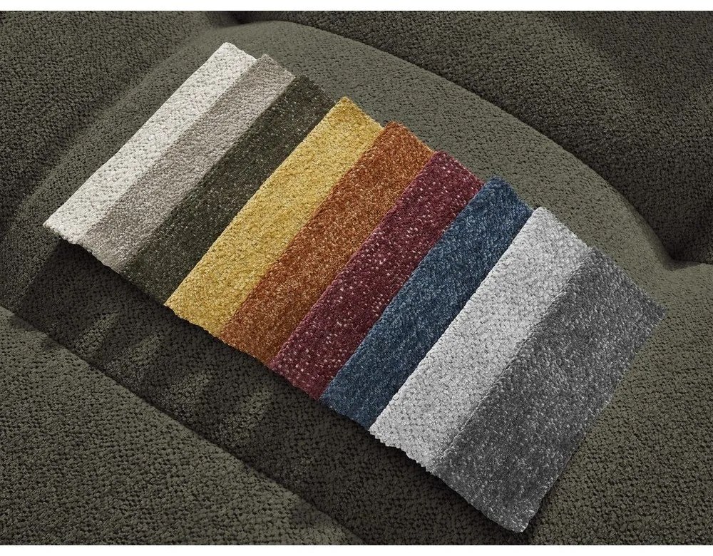 Khaki zsenília kinyitható-tárolóhelyes sarokkanapé (jobb oldali-heverő résszel) Roxelane – Bobochic Paris