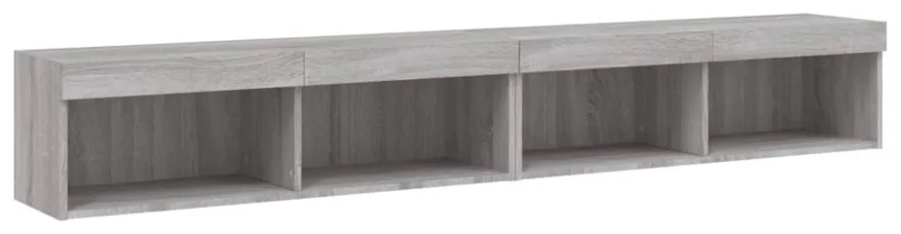 2 db szürke sonoma színű TV-szekrény LED-ekkel 100x30x30 cm