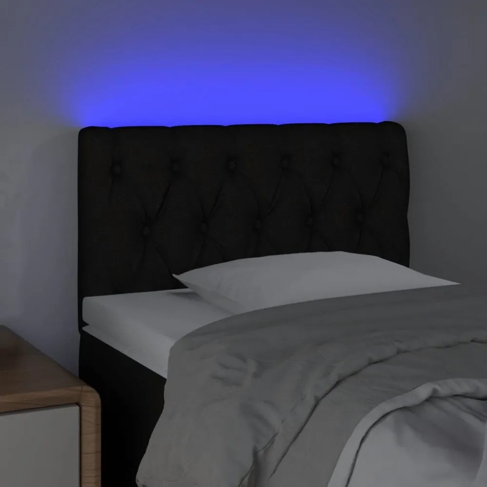 fekete szövet LED-es fejtámla 80 x 7 x 78/88 cm
