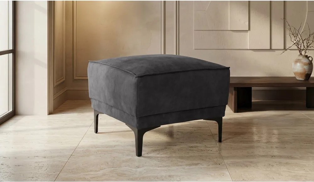 Antracitszürke bőrutánzat puff Copenhagen – Scandic