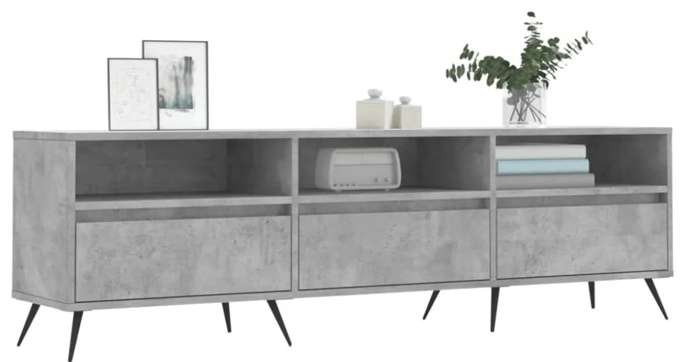 betonszürke szerelt fa TV-szekrény 150x30x44,5 cm
