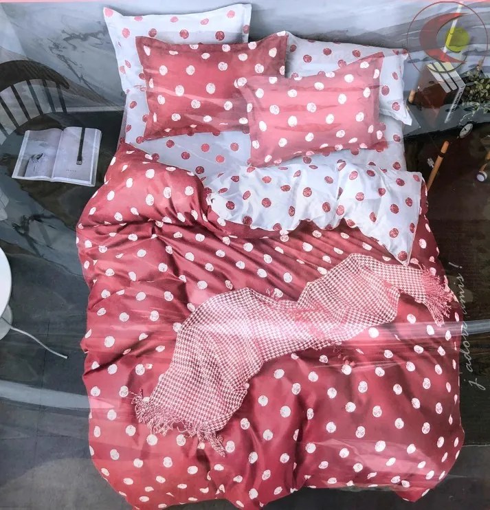 DOTS BABY PINK fotó ágynemű 140x200 cm Ágynemű mérete: 140x200 cm, A csomag tartalma: 7 Készletcsomagolás