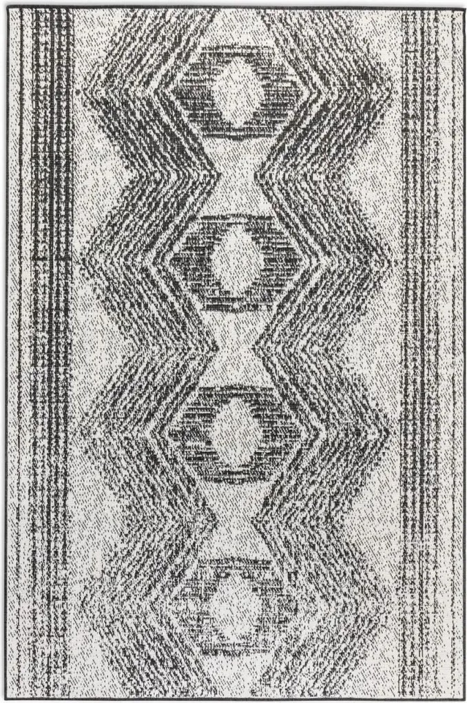 Teraszszőnyeg 80x150cm,fekete krémszínű kétoldalas,zsinóros lapos szövésű