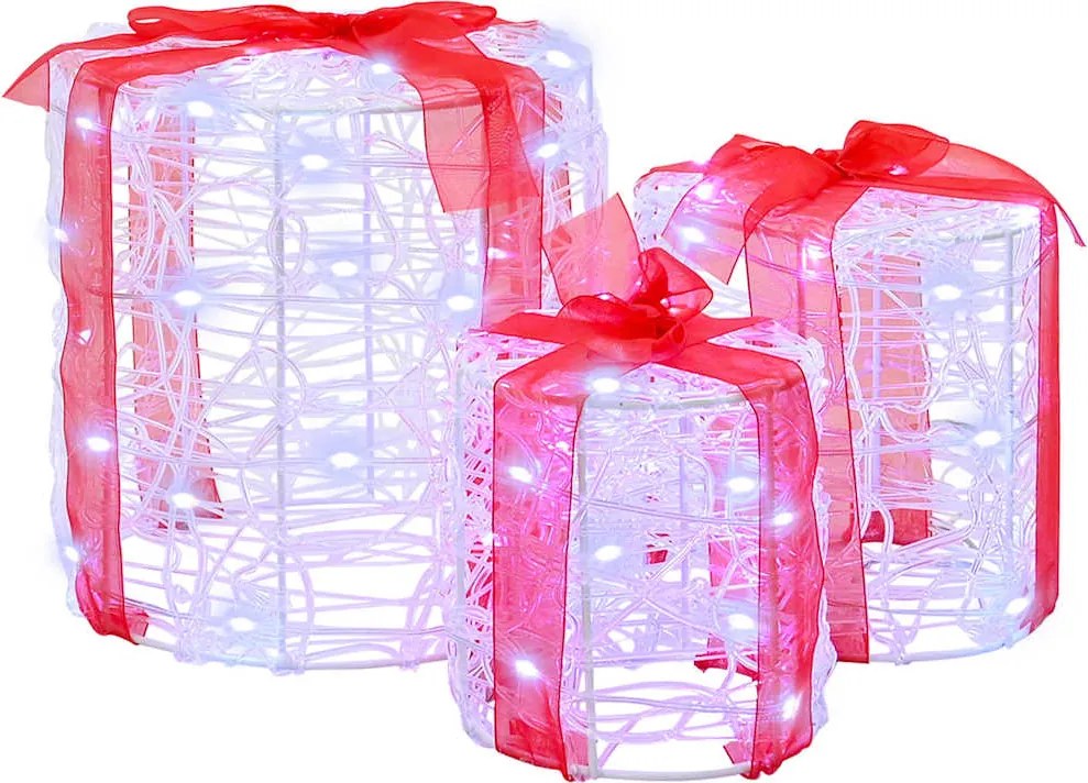 vidaXL Ajándéktáska Díszítés 3 pcs Hideg feher 20 x 20 x 21 cm Akril