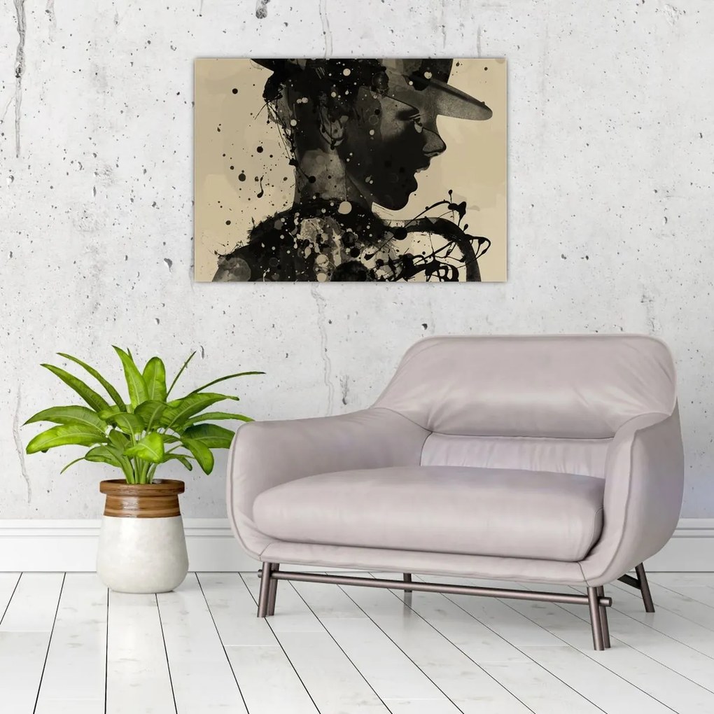 Üveg kép - Jazz nő (70x50 cm)