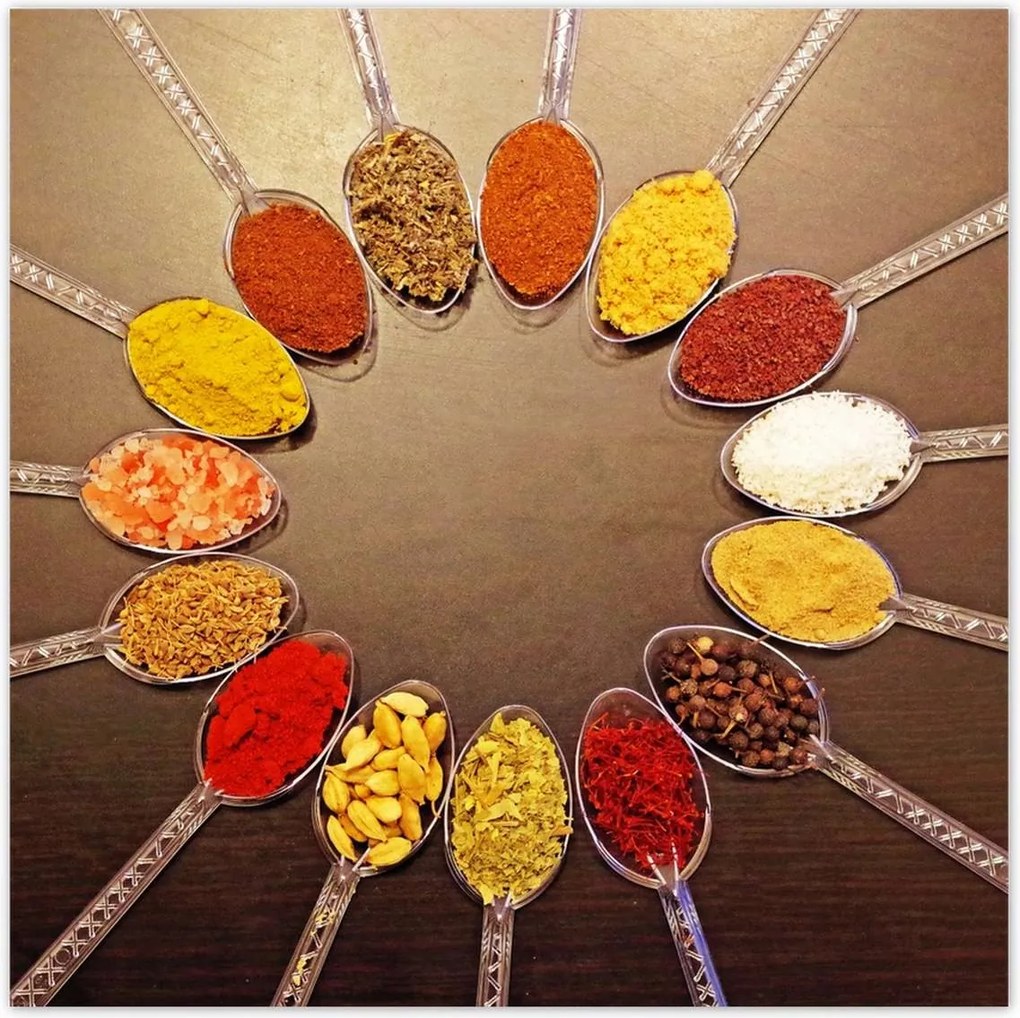 Poszterek 140x140 Fűszerek kanálon MIX