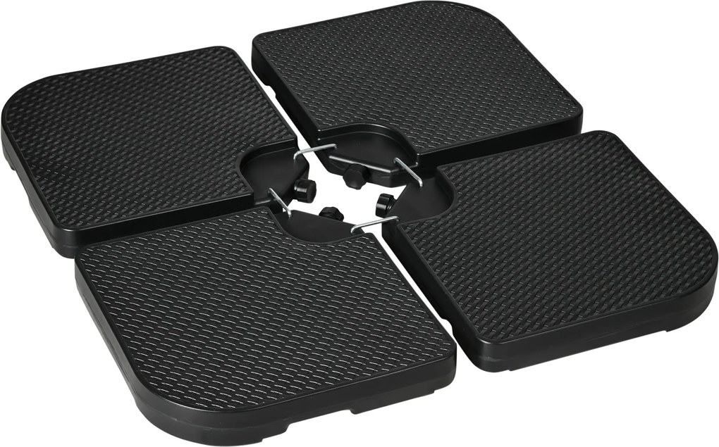 Outsunny 4 darabos Napernyő Súly - Időjárásálló Napernyő Állvány Súly Offset Napernyőhöz Fogantyúval, 80 kg Homokkal vagy 60 kg Vízszel Tölthető, HDPE