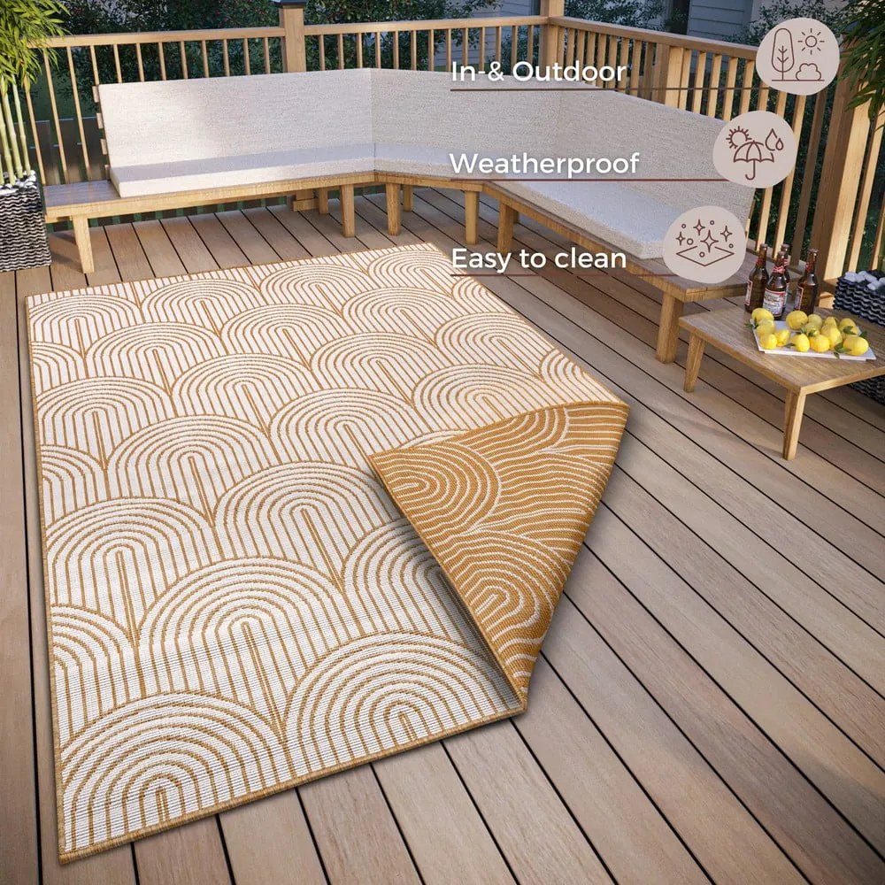 Okkersárga kültéri szőnyeg 80x150 cm Pangli Ochre – Hanse Home