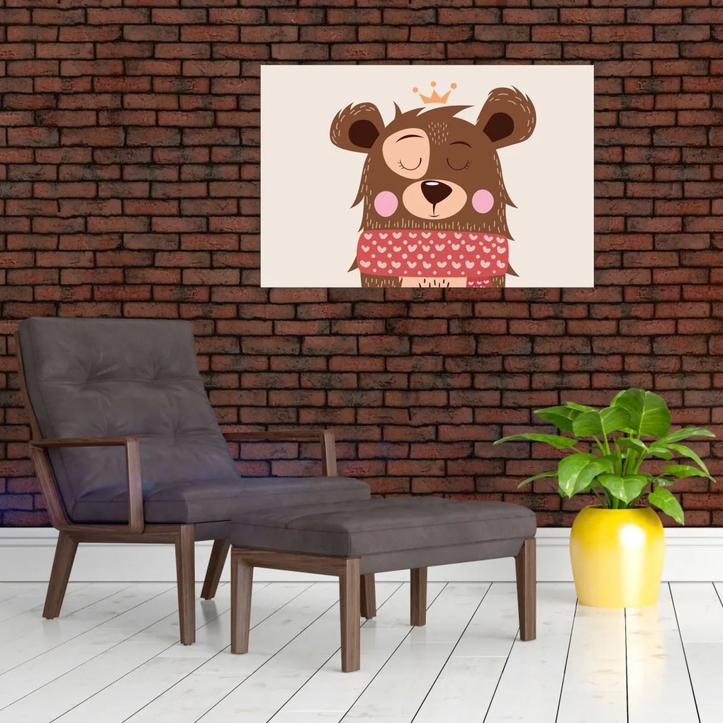 Kép - Teddy maci piros sállal (90x60 cm)