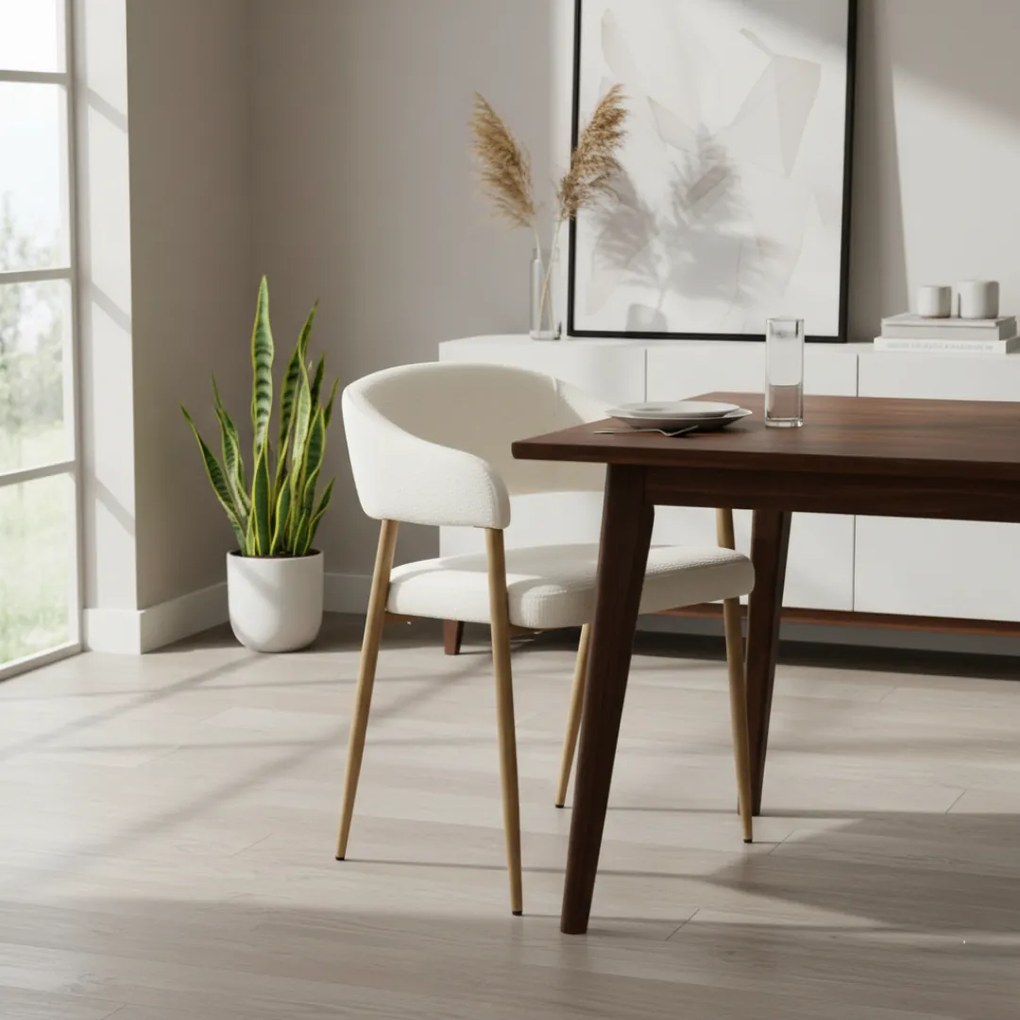 Dizájner étkezőszék, krémszínű/bükk, NIZAR TYP 1