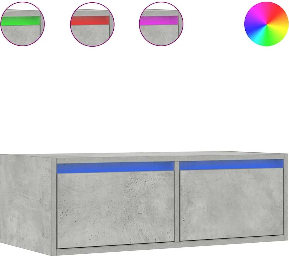 vidaXL TV szekrény LED világítással beton szürke 75x35,5x25 cm