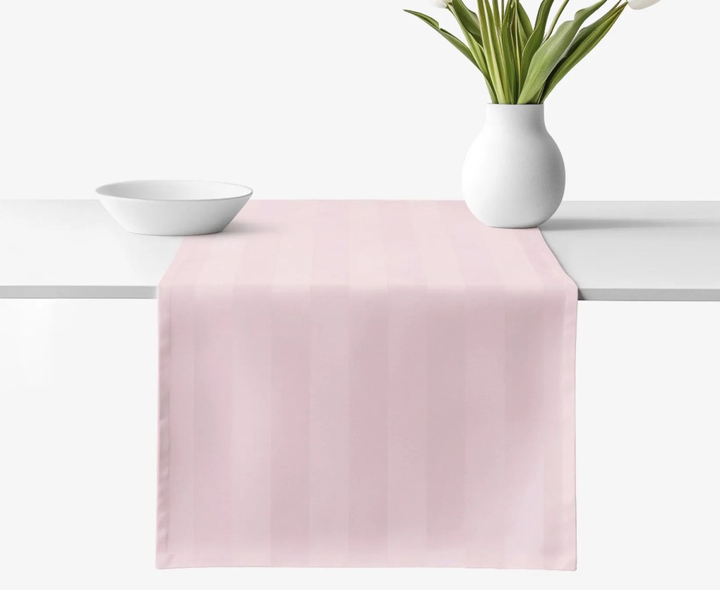 Goldea ünnepi damaszt asztali futó - régi rózsaszínű csíkos 35x140 cm