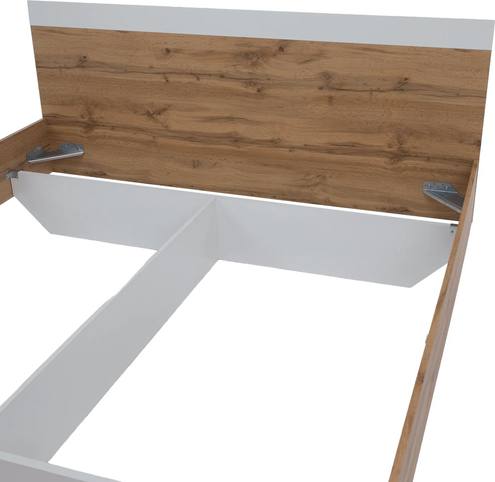 Dupla ágy, 160x200, tölgy wotan/fehér, GABRIELA