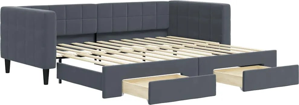 vidaXL sötétszürke kihúzható bársony heverő 90 x 200 cm