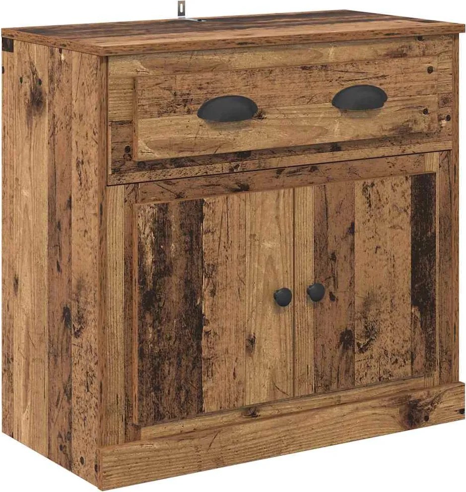 vidaXL Magasfiú fiókkal Öreg fa 70 x 35,5 x 67,5 cm Faanyag