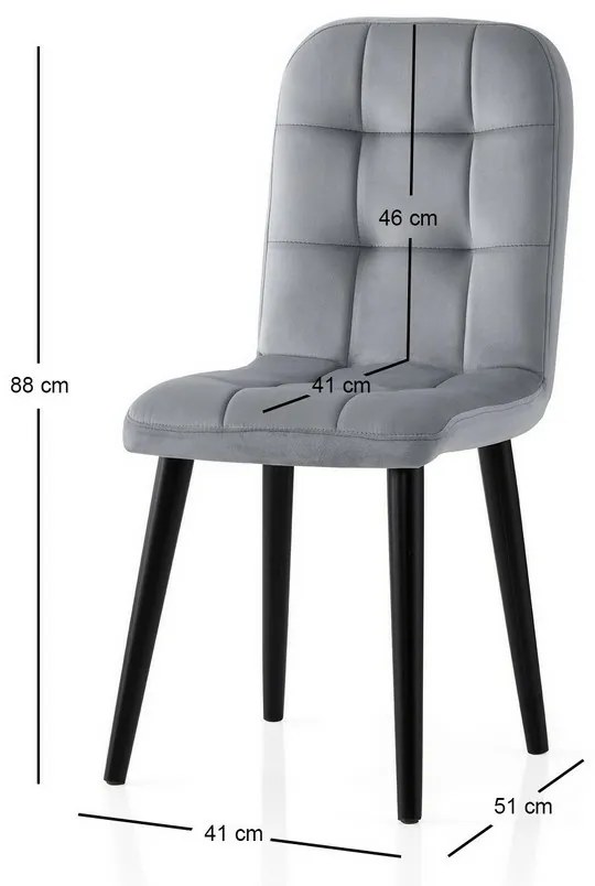 Retro Grey and Black étkezőszék szett, 4 db