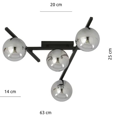 Mennyezeti lámpa SMART 4xE14/10W/230V fekete/szürke