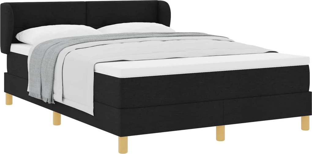 vidaXL Boxrugós ágy matracmal fejtámlával Fekete 160 x 200 cm szövet