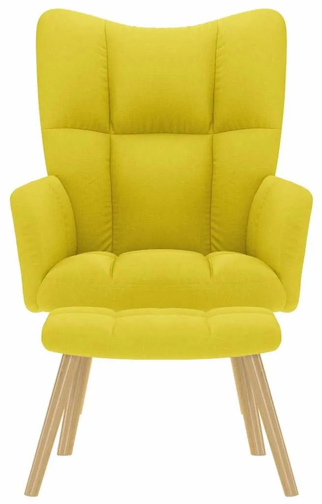 vidaXL Relaxáló szék zsámollyal világossárga szövetből