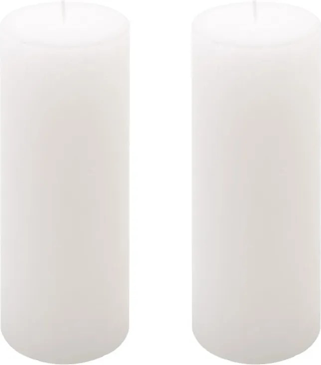Rusztikus gyertya készlet 20 cm Ø 7,5 cm 2 db fehér