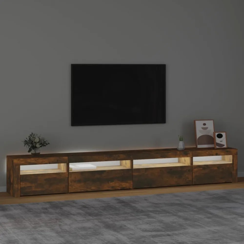 füstös tölgy színű TV-szekrény LED-világítással 270x35x40 cm