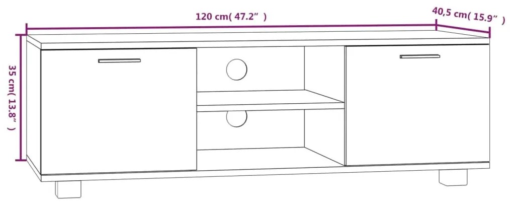 fekete szerelt fa TV-szekrény 120 x 40,5 x 35 cm