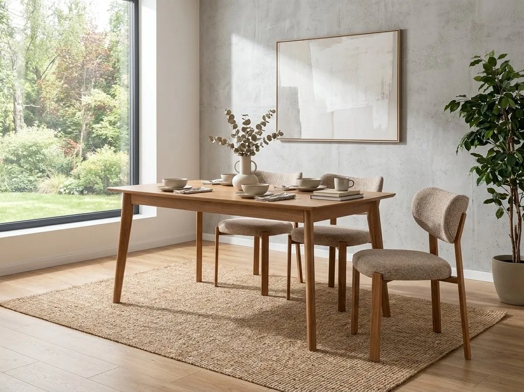 Kárpitozott étkezőszék ROVENI, tölgy/beige