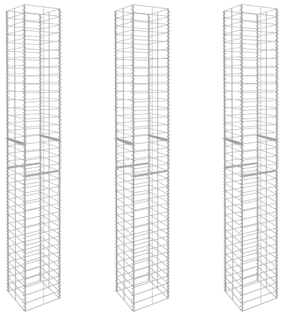 vidaXL 3 darab horganyzott acél gabion kosár 25 x 25 x 197 cm