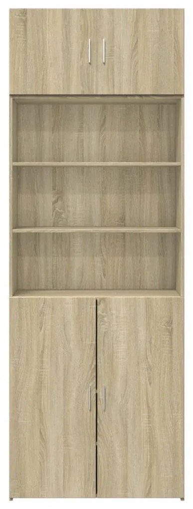 sonoma tölgy színű szerelt fa tárolószekrény 80 x 42,5 x 225 cm