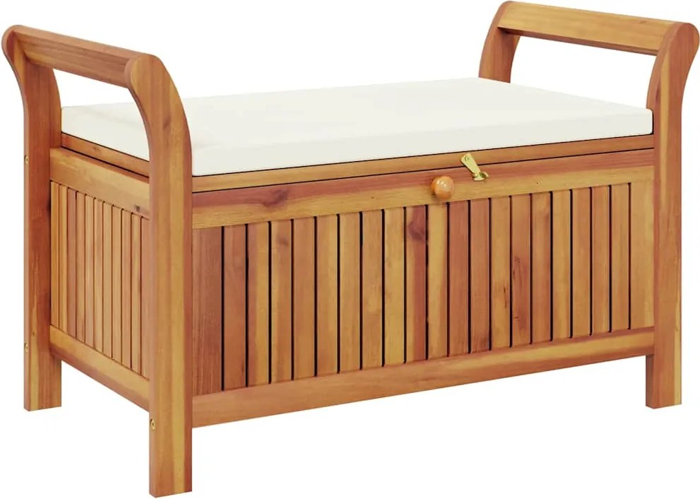 vidaXL tömör akácfa kerti tárolópad párnával 91 cm