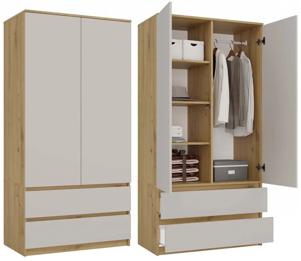 Aldabra SS-90 gardróbszekrény, 90x180x50 cm, tölgy-kasmír