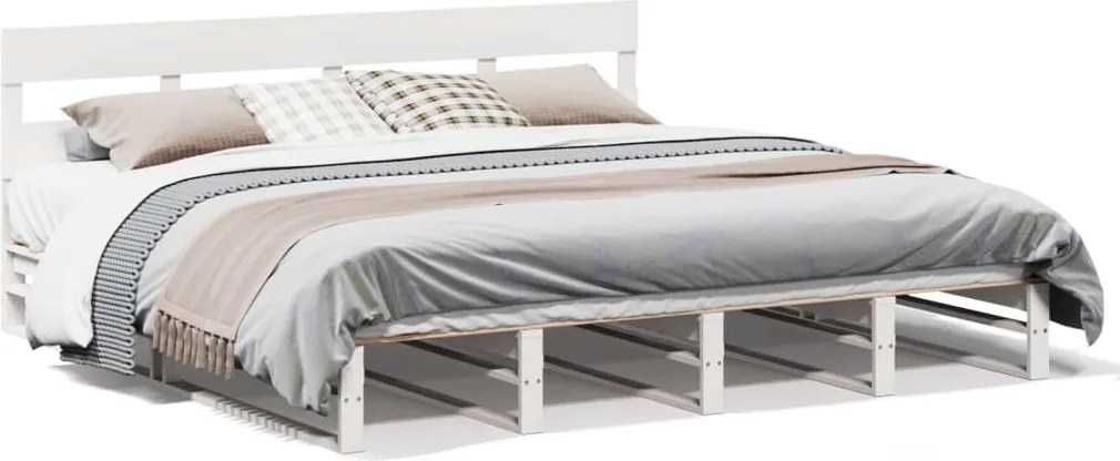 vidaXL fehér tömör fenyőfa ágy matrac nélkül 200 x 200 cm