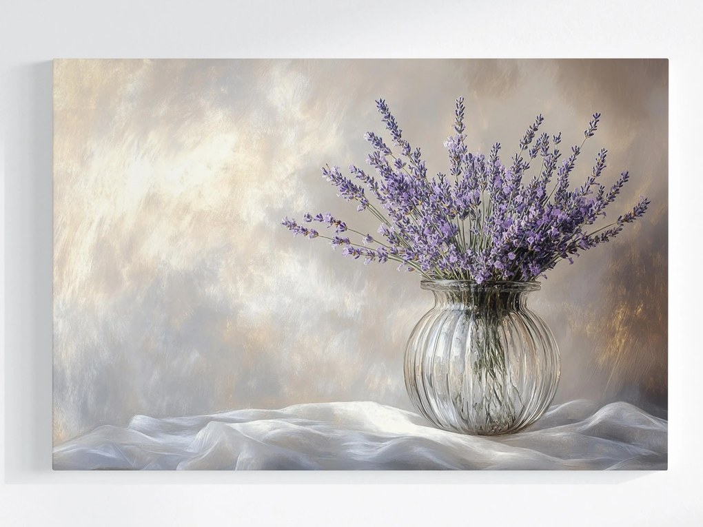 Vászonkép Canvas Dekoráció Váza Virágok Levendula Retro Csokor 60x40