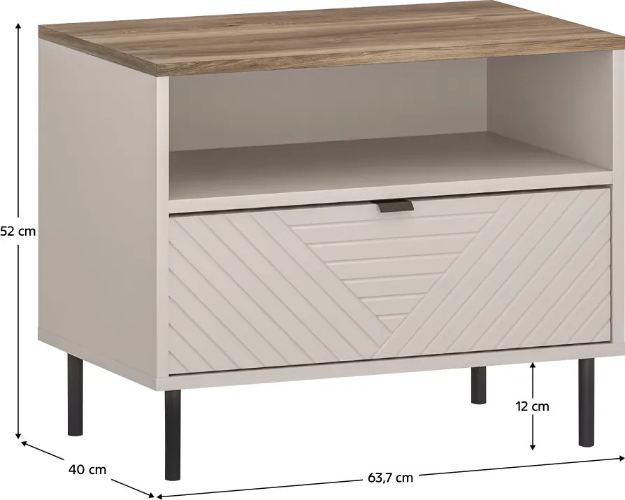 Éjjeliszekrény, kasmír/castello tölgy, EYCO 1S