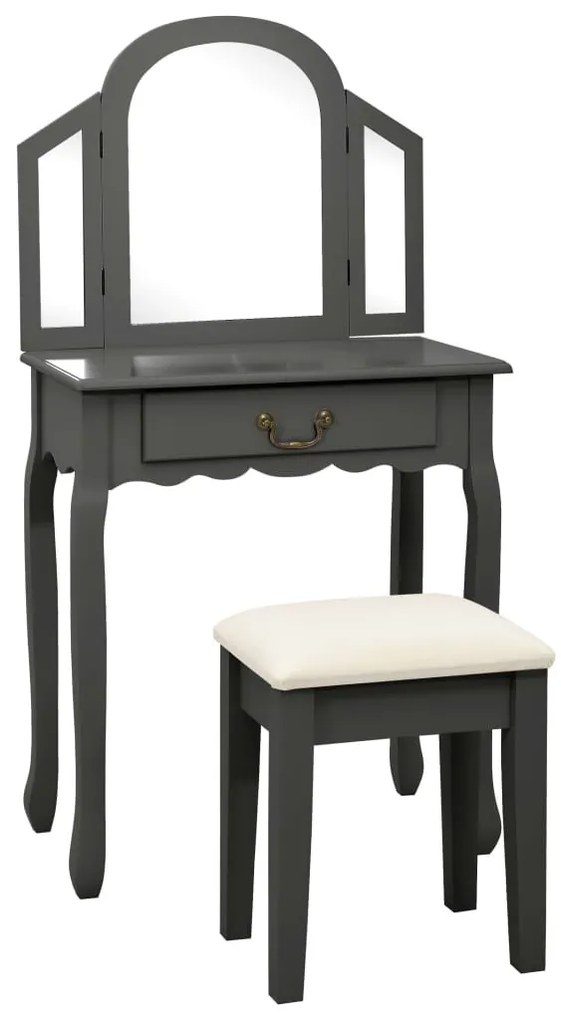 szürke császárfa MDF fésülködőasztal ülőkével 65x36x128 cm