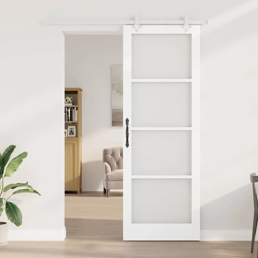 Csúszóajtó Fehér 83 x 232 cm Fa és fém