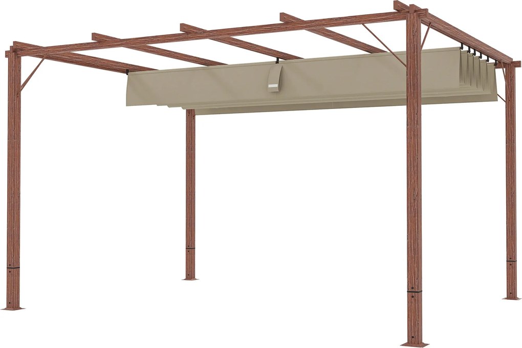 Outsunny Pergola kb. 3x4m Kerti Pavilon Mágneses Paddal, Alumínium Terasz Tető, Állítható Tetős Kerti Pavilon, Szabadon álló, UV Védelem 30+, Teraszra