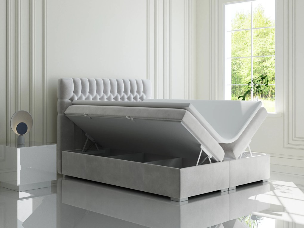 Franciaágy Boxspring 180 cm Daliny (világosszürke) (tárolóhellyel). 1044203