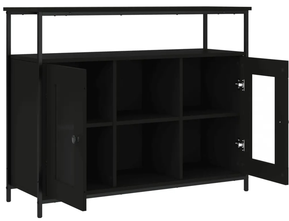 fekete szerelt fa tálalószekrény 100 x 35 x 80 cm
