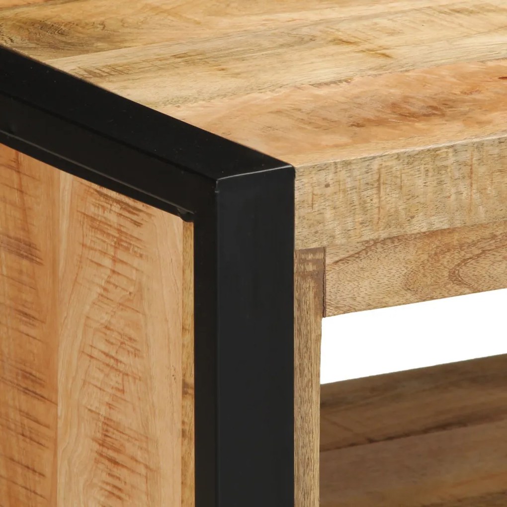 Cipőpad 100x40x50 cm Tömör Fa Durva Mangó