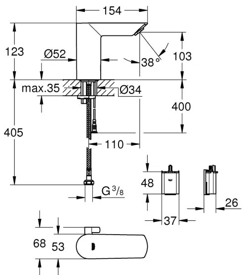 GROHE 36451000 - Elektronikus mosdócsaptelep BAU COSMOPOLITAN E fényes króm