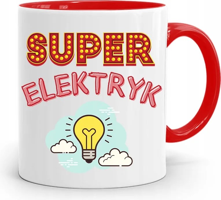Bögre Piros Ajándék Villanyszerelő Szuper Villanyszerelő nyomott mintával