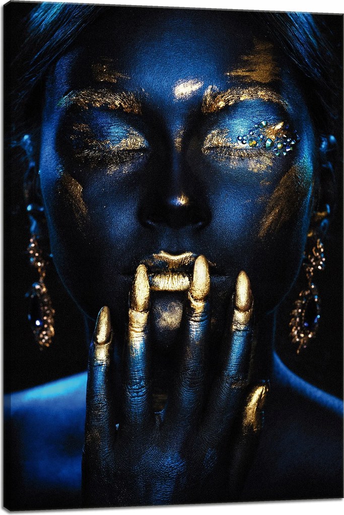 Vászonkép Pózoló nő Arany ujjak Művészet 40x60 cm