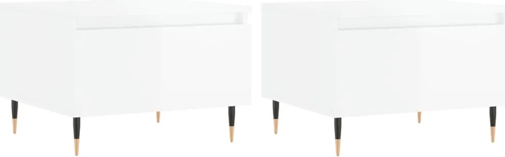 vidaXL 2 db magasfényű fehér szerelt fa dohányzóasztal 50 x 46 x 35 cm