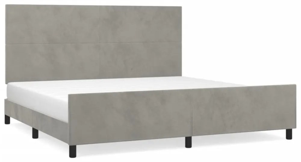 világosszürke bársony ágykeret matrac nélkül 200 x 200 cm