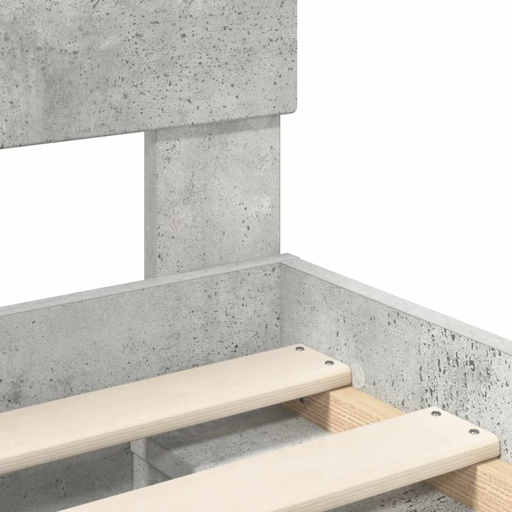 vidaXL Ágykeret fejtámlával Beton 200 x 200 cm Tömör fenyőfa
