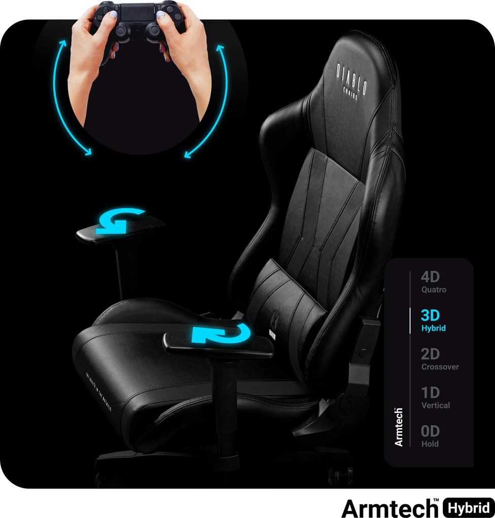 Gamer szék műbőr Normal Size, fekete: Diablo X-Horn 2.0