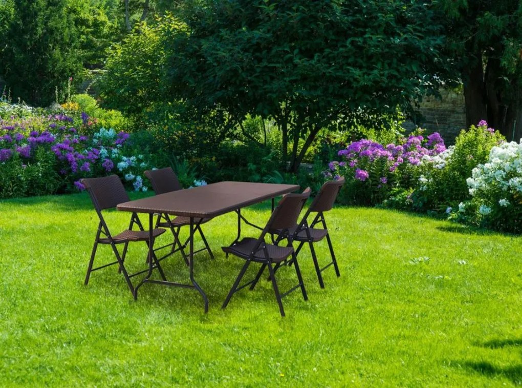 Összecsukható catering asztal 180cm Brown Rattan
