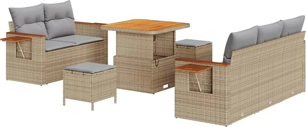 vidaXL Kerti Kanapé Szett párnával 8 pcs Beige és Világosszürke